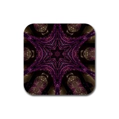 Pink Purple Kaleidoscopic Design Rubber Square Coaster (4 Pack)  by yoursparklingshop