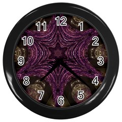 Pink Purple Kaleidoscopic Design Wall Clocks (black) by yoursparklingshop