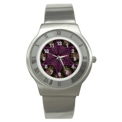 Pink Purple Kaleidoscopic Design Stainless Steel Watch by yoursparklingshop