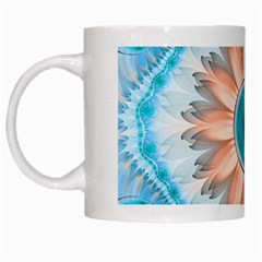 Clean And Pure Turquoise And White Fractal Flower White Mugs by jayaprime