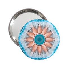 Clean And Pure Turquoise And White Fractal Flower 2 25  Handbag Mirrors by jayaprime