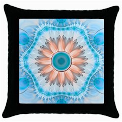 Clean And Pure Turquoise And White Fractal Flower Throw Pillow Case (black) by jayaprime