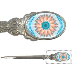 Clean And Pure Turquoise And White Fractal Flower Letter Openers by jayaprime