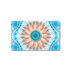 Clean And Pure Turquoise And White Fractal Flower Magnet (name Card) by jayaprime