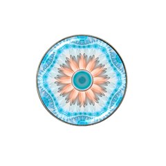 Clean And Pure Turquoise And White Fractal Flower Hat Clip Ball Marker by jayaprime