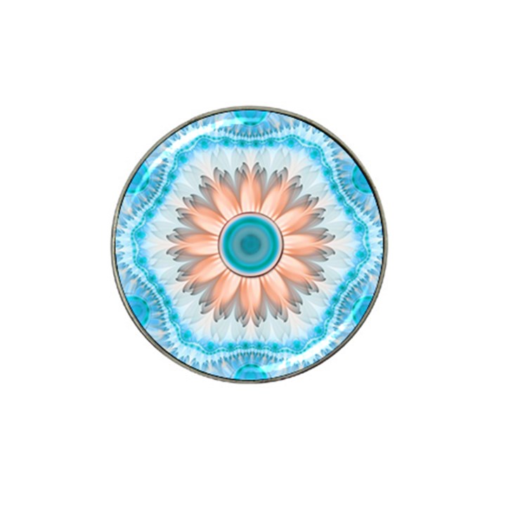 Clean And Pure Turquoise And White Fractal Flower Hat Clip Ball Marker