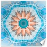 Clean And Pure Turquoise And White Fractal Flower Canvas 16  x 16   15.2 x15.41  Canvas - 1