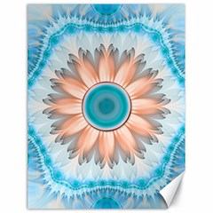 Clean And Pure Turquoise And White Fractal Flower Canvas 18  X 24   by jayaprime