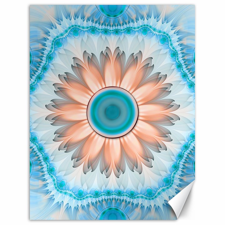 Clean And Pure Turquoise And White Fractal Flower Canvas 18  x 24  