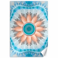 Clean And Pure Turquoise And White Fractal Flower Canvas 20  X 30   by jayaprime