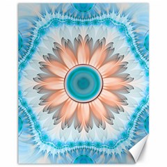 Clean And Pure Turquoise And White Fractal Flower Canvas 11  X 14   by jayaprime