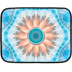 Clean And Pure Turquoise And White Fractal Flower Fleece Blanket (mini) by jayaprime