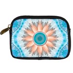 Clean And Pure Turquoise And White Fractal Flower Digital Camera Cases Front