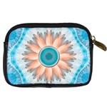 Clean And Pure Turquoise And White Fractal Flower Digital Camera Cases Back