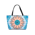 Clean And Pure Turquoise And White Fractal Flower Shoulder Handbags Front