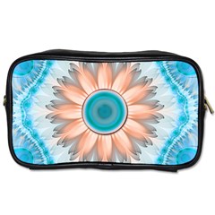 Clean And Pure Turquoise And White Fractal Flower Toiletries Bags by jayaprime