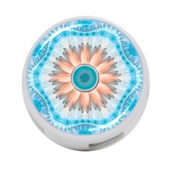 Clean And Pure Turquoise And White Fractal Flower 4-port Usb Hub (one Side) by jayaprime