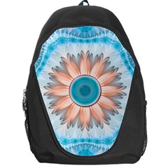 Clean And Pure Turquoise And White Fractal Flower Backpack Bag by jayaprime