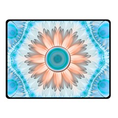 Clean And Pure Turquoise And White Fractal Flower Double Sided Fleece Blanket (small)  by jayaprime