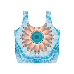 Clean And Pure Turquoise And White Fractal Flower Full Print Recycle Bags (s)  by jayaprime