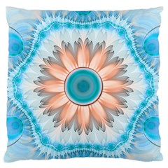 Clean And Pure Turquoise And White Fractal Flower Standard Flano Cushion Case (two Sides) by jayaprime