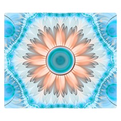 Clean And Pure Turquoise And White Fractal Flower Double Sided Flano Blanket (small)  by jayaprime