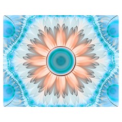 Clean And Pure Turquoise And White Fractal Flower Double Sided Flano Blanket (medium)  by jayaprime