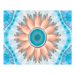 Clean And Pure Turquoise And White Fractal Flower Double Sided Flano Blanket (large)  by jayaprime