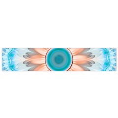 Clean And Pure Turquoise And White Fractal Flower Small Flano Scarf by jayaprime