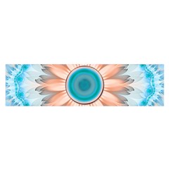 Clean And Pure Turquoise And White Fractal Flower Satin Scarf (oblong) by jayaprime