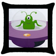 Ufo Throw Pillow Case (black) by Celenk