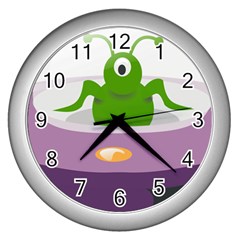 Ufo Wall Clocks (silver)  by Celenk