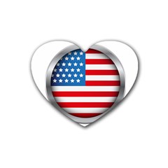 United Of America Usa Flag Rubber Coaster (heart)  by Celenk