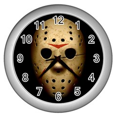 Jason Hockey Goalie Mask Wall Clocks (silver)  by Celenk