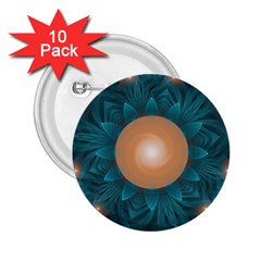 Beautiful Orange Teal Fractal Lotus Lily Pad Pond 2 25  Buttons (10 Pack)  by jayaprime