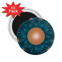 Beautiful Orange Teal Fractal Lotus Lily Pad Pond 2 25  Magnets (10 Pack)  by jayaprime