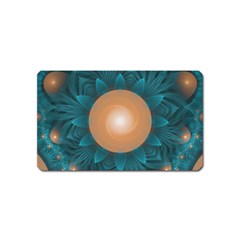 Beautiful Orange Teal Fractal Lotus Lily Pad Pond Magnet (name Card) by jayaprime