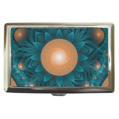 Beautiful Orange Teal Fractal Lotus Lily Pad Pond Cigarette Money Cases by jayaprime