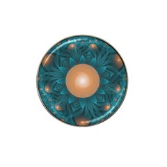 Beautiful Orange Teal Fractal Lotus Lily Pad Pond Hat Clip Ball Marker by jayaprime