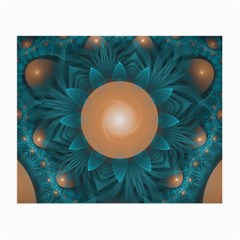 Beautiful Orange Teal Fractal Lotus Lily Pad Pond Small Glasses Cloth by jayaprime