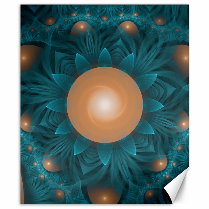 Beautiful Orange Teal Fractal Lotus Lily Pad Pond Canvas 8  x 10 