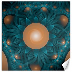 Beautiful Orange Teal Fractal Lotus Lily Pad Pond Canvas 16  X 16   by jayaprime