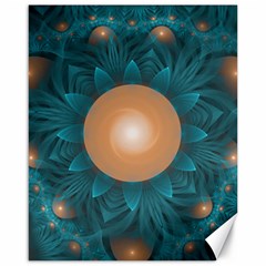 Beautiful Orange Teal Fractal Lotus Lily Pad Pond Canvas 16  X 20   by jayaprime