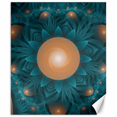 Beautiful Orange Teal Fractal Lotus Lily Pad Pond Canvas 20  X 24   by jayaprime