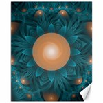 Beautiful Orange Teal Fractal Lotus Lily Pad Pond Canvas 11  x 14   10.95 x13.48  Canvas - 1