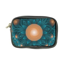 Beautiful Orange Teal Fractal Lotus Lily Pad Pond Coin Purse by jayaprime