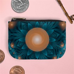 Beautiful Orange Teal Fractal Lotus Lily Pad Pond Mini Coin Purses by jayaprime