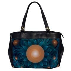 Beautiful Orange Teal Fractal Lotus Lily Pad Pond Office Handbags by jayaprime