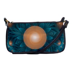 Beautiful Orange Teal Fractal Lotus Lily Pad Pond Shoulder Clutch Bags by jayaprime