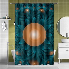 Beautiful Orange Teal Fractal Lotus Lily Pad Pond Shower Curtain 48  X 72  (small)  by jayaprime